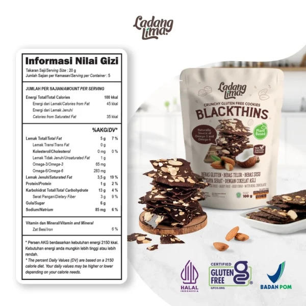 Blackthins Mini Bites 65g - Ladang Lima Cookies Gluten Free With Protein - Image 3